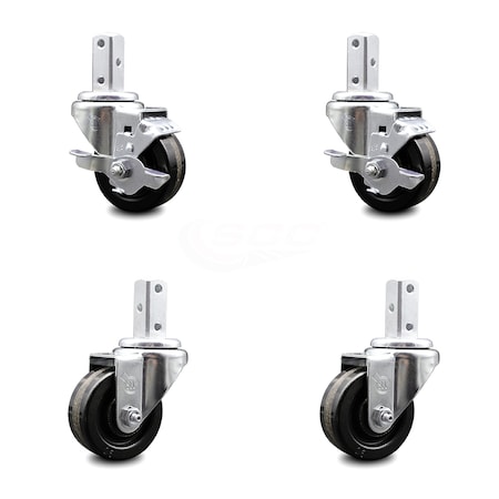 Service Caster 3.5 Inch Phenolic Wheel Swivel 7/8 Inch Square Stem Caster Brakes SCC, 2PK SCC-SQ20S3514-PHS-TLB-78-2-S-2